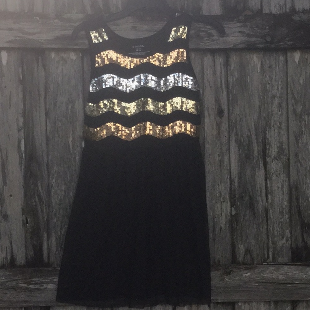 Girls Black and Gold Sequin Dress size 14-16